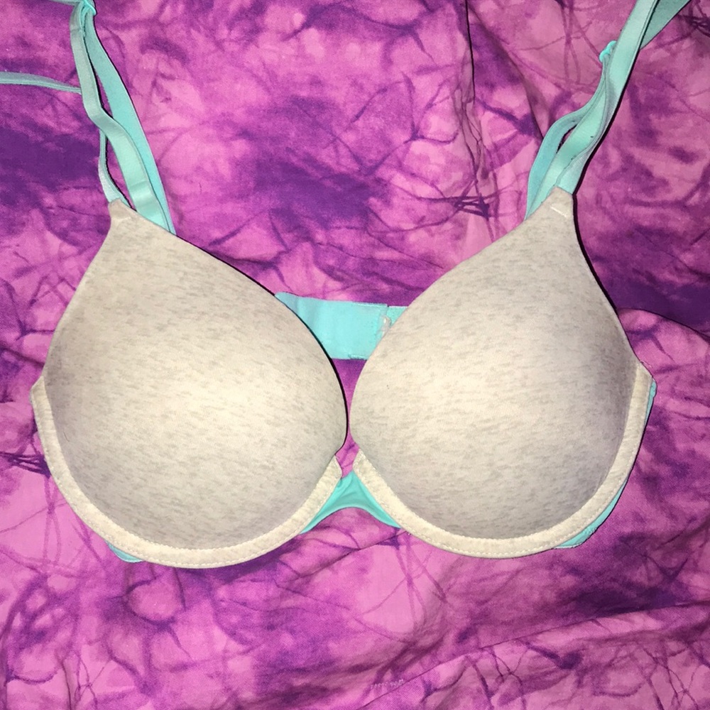 teal/gray adjustable 36 C padded bra from PINK
